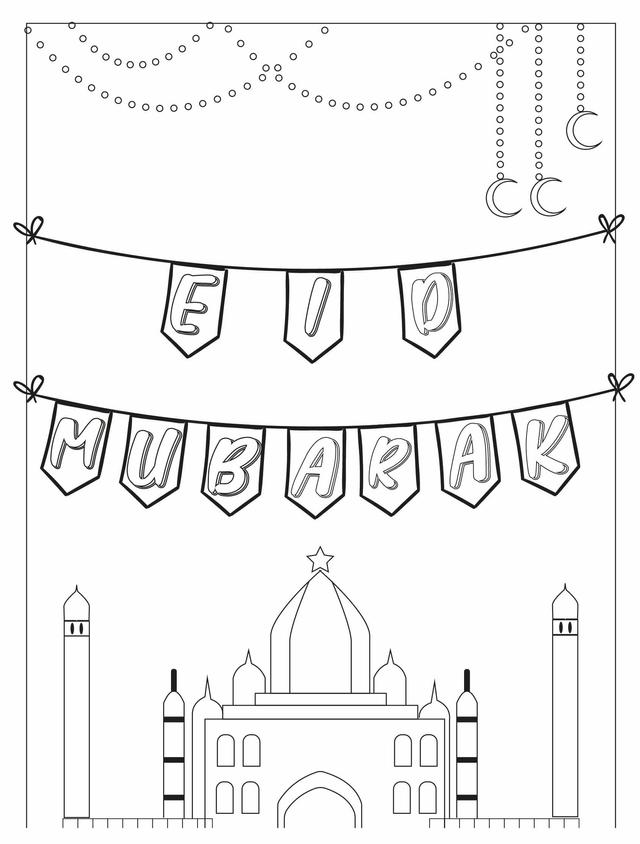 Colouring - Ramadan Eid Mubarak Poster 1