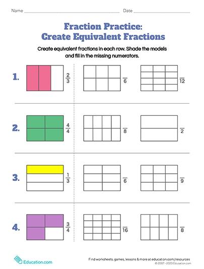 Pratique des fractions : créer des fractions équivalentes