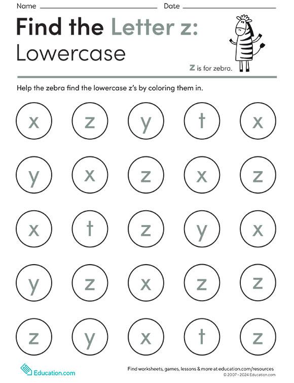 Encuentra la letra z: minúscula