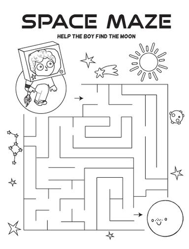 HP Maze Game Coloring Page-Space