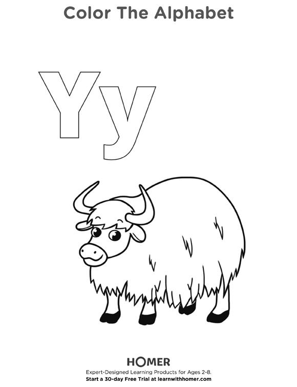 Color & Trace the Letter Y