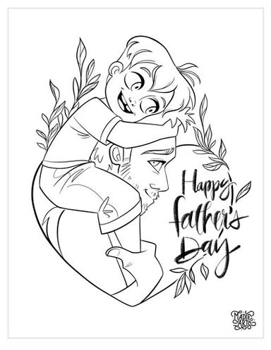 Father's Day - Piggy-back ride  Coloring Pages Madie Arts