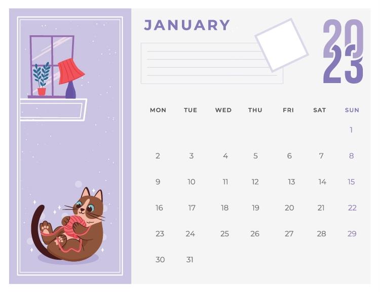 2023 Decorative Monthly Calendar 3 (Jan-Dec)