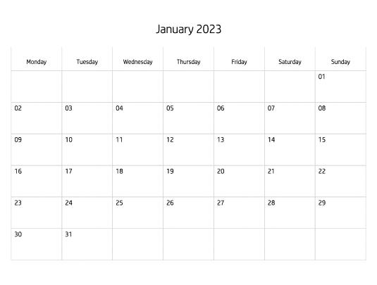 2023 Blank Calendar - 12 months