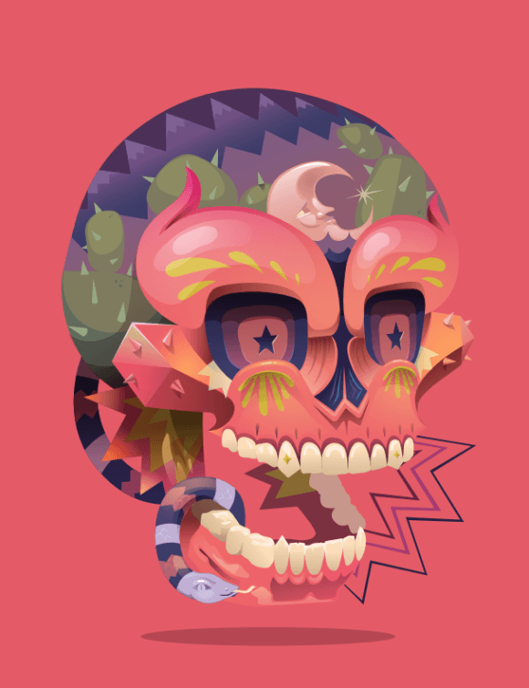 Affiche Dia de Los Muertos Devil Skull