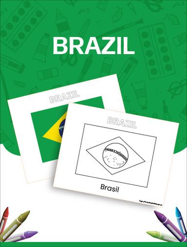 Flags of the World Brazil Coloring Page