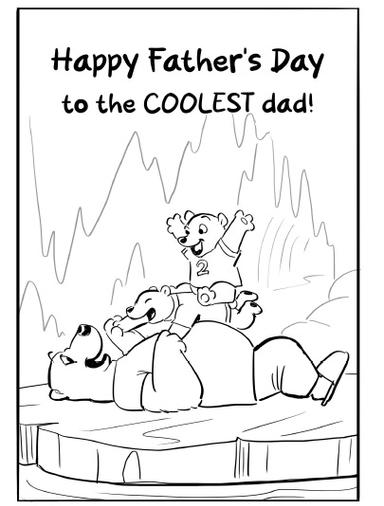 Father's Day Card Coloring Page Donna Lee Polar Bears