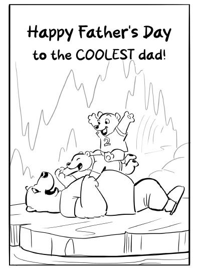 Polar Bears Colorable Father’s Day Card 