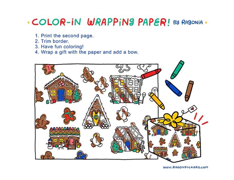 Color In Gingerbread Gift Wrap