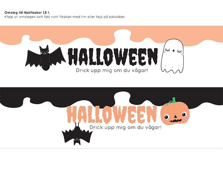 Etiketter till större läskflaskor för Halloween - Kreativa Karin