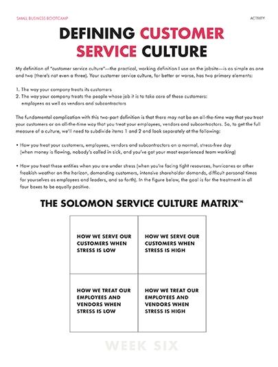Définition de la culture du service client