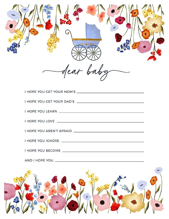 Wishes for baby party printable