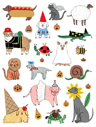 Affiche d'Halloween sur les costumes pour animaux de compagnie