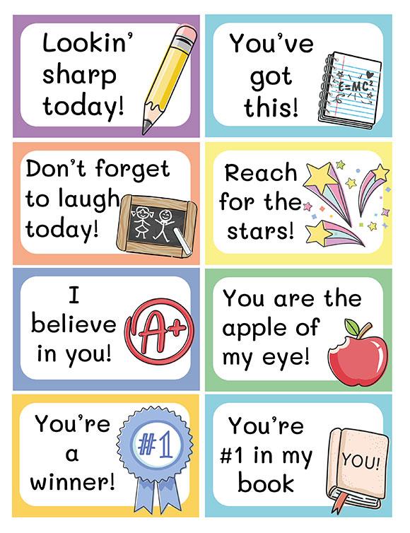 Notes of Encouragements - Back to School Lunchbox Notes 1a