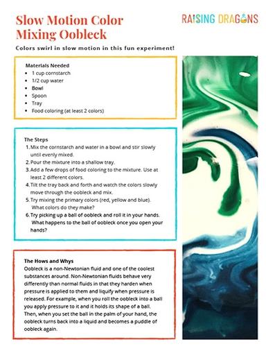 Color-Changing Oobleck Learning Worksheet School of Fun Series