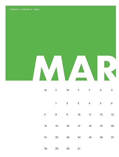 2022 Decorative Calendar - March