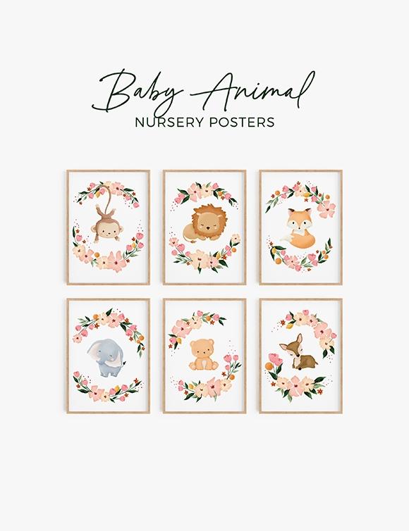 Baby animal nursery posters