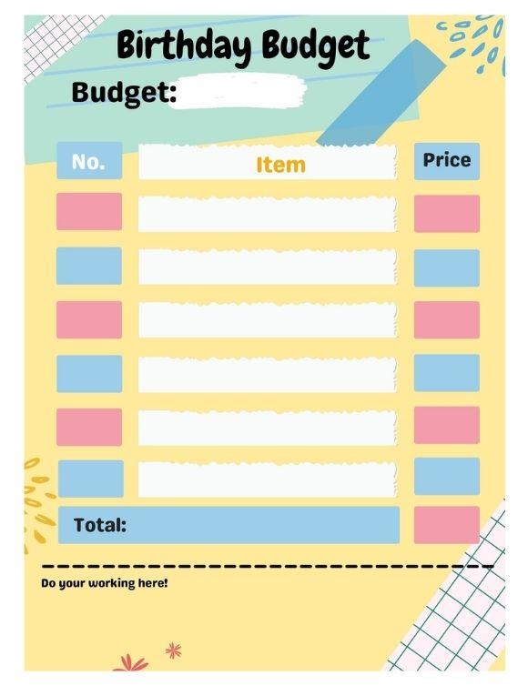 Birthday Budget