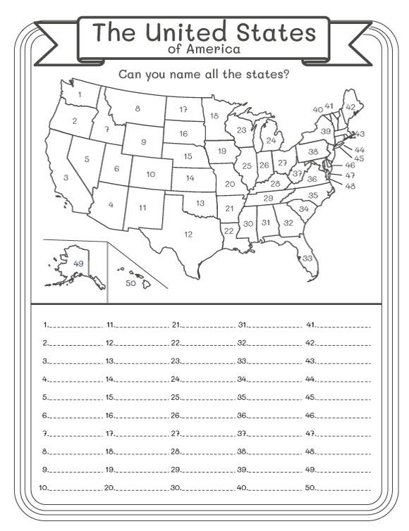 Back to school Coloring -US Map