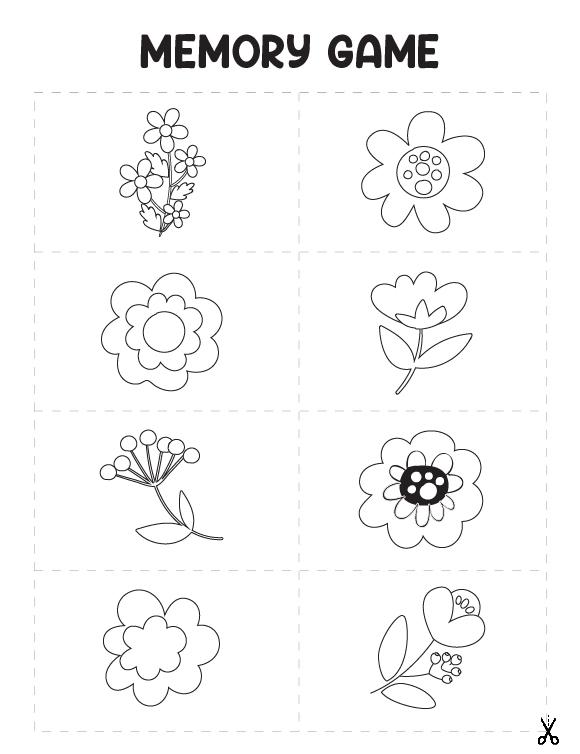 Memory Game Coloring Page-Flower