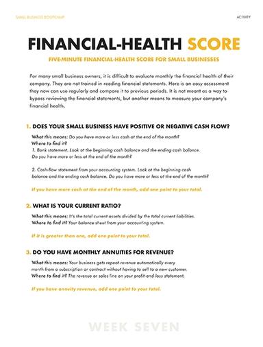 Financial-Health Score Productivity Small Business Bootcamp