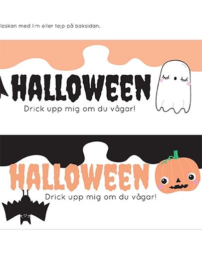 Etiketter till större läskflaskor för Halloween - Kreativa Karin