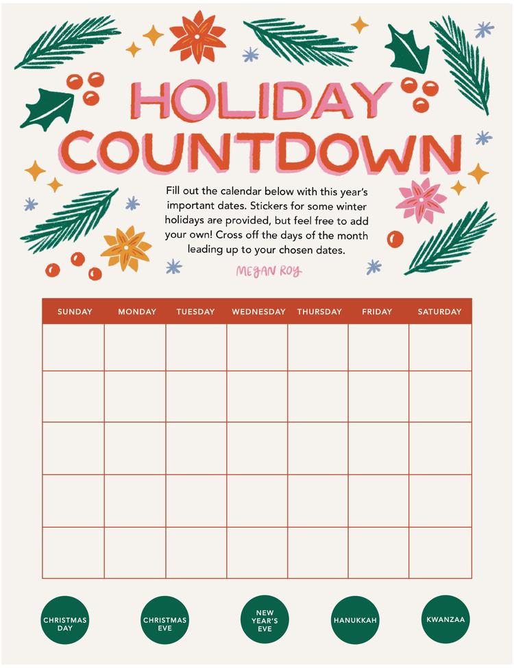 Holiday Calendar Countdown