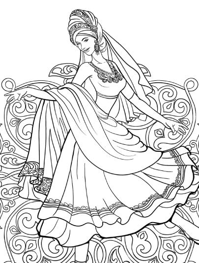 Colour the dancing woman