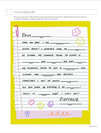 Fill In The Blank Card - Ages 9-12