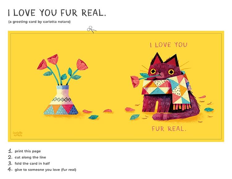 Carte réelle I Love You Fur