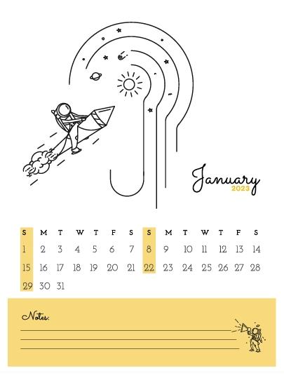 2023 Decorative Monthly Calendar 2 (Jan-Dec)