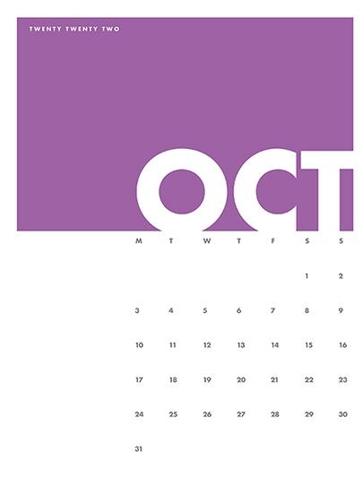 2022 Decorative Calendar - October