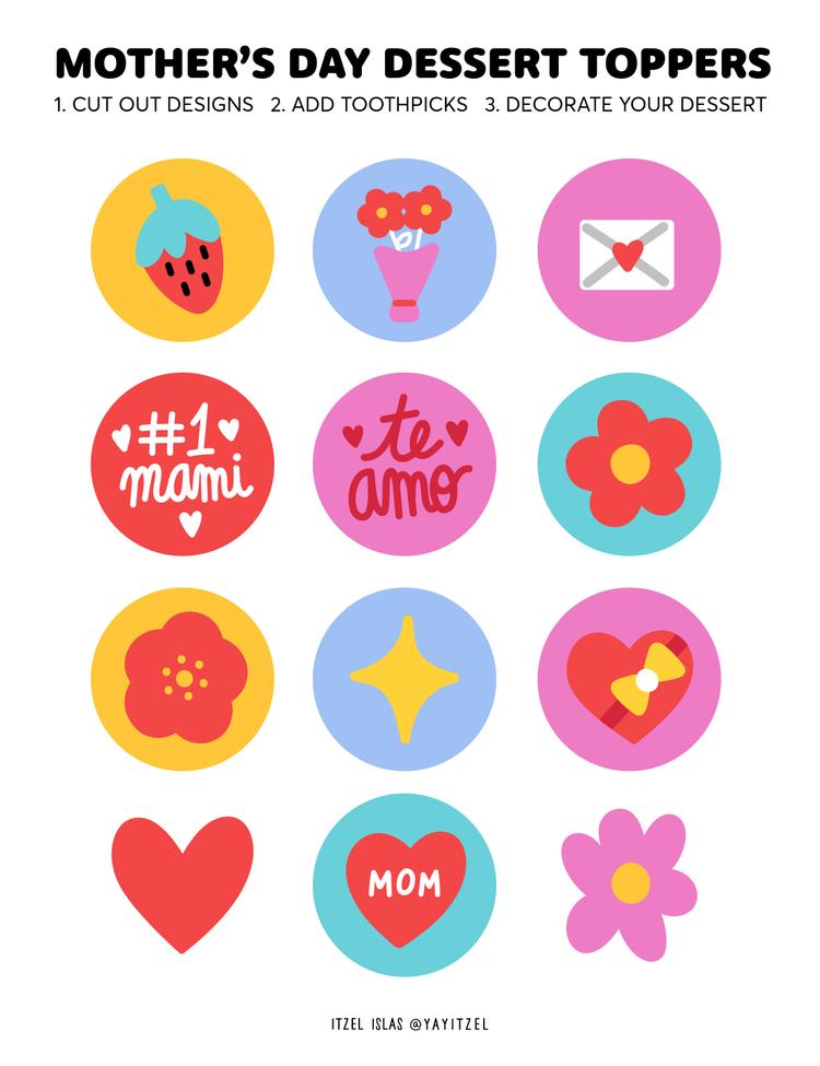 Mother's Day Dessert Toppers in Spanish