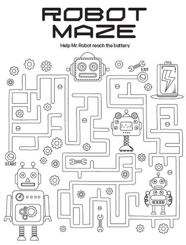 HP Maze Game Coloring Page-Robot