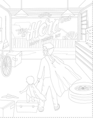 You're My Hero Dad Coloring Card Father's Day Series