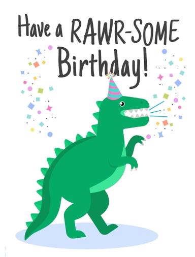 HP birthday card with envelope Dino with hat