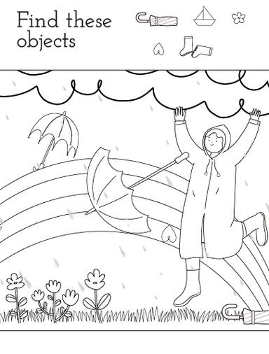 HP Kids Hidden Object Game Coloring Page - Rainstorm