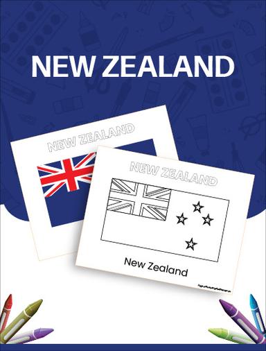 Flags of the World New Zealand Coloring Page