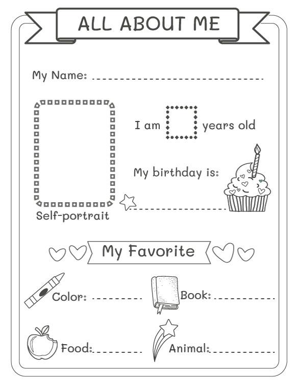 Back to school Coloring -About Me
