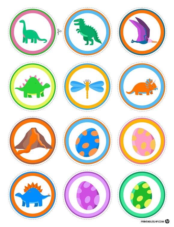 Round Dinosaur Stickers