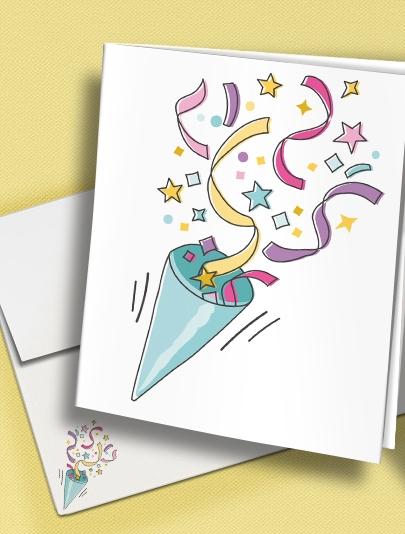 Carte de remise des diplômes HP avec enveloppe - Célébration des confettis !