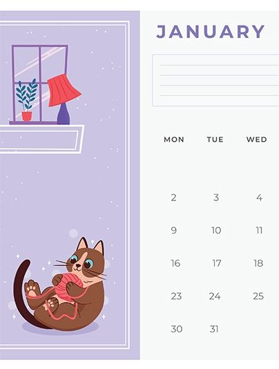 2023 Decorative Monthly Calendar 3 (Jan-Dec)