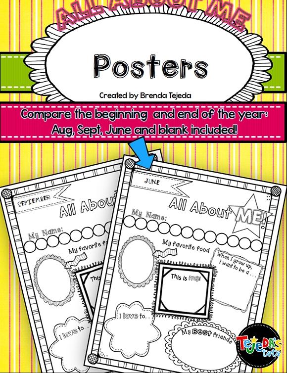 All About Me Posters for Beginning and End of Year