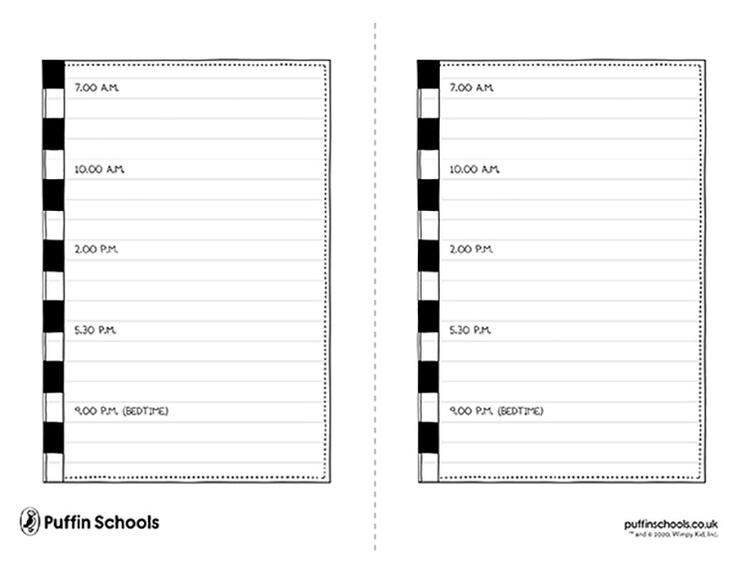 Wimpy Kid Diary Template