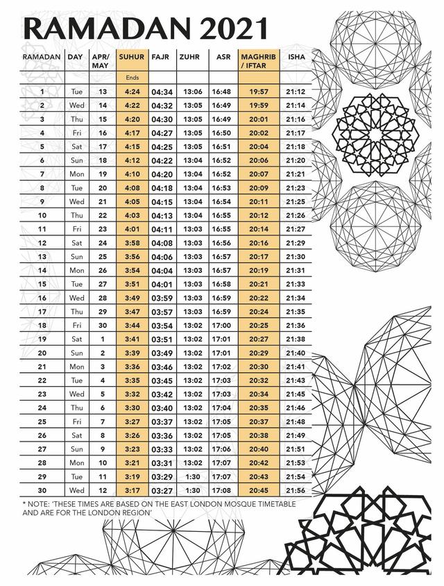 Ramadan - Timetable 1