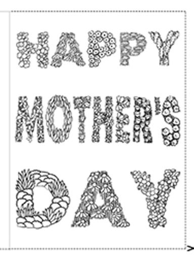 Happy Mother's Day (flowers) Coloring Card Mother's Day Series