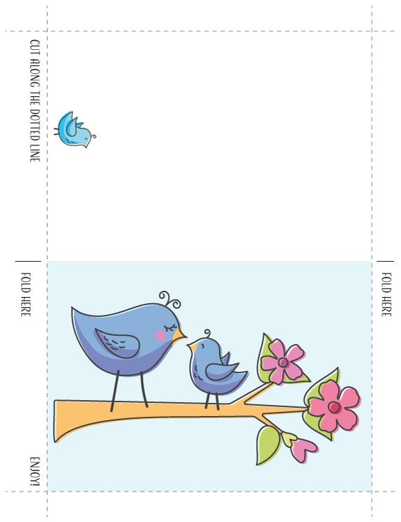 Carte HP pour la fête des mères - Oiseaux