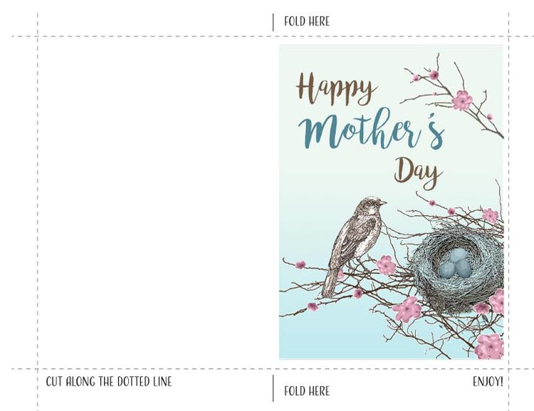 Carte HP pour la fête des mères - Oiseau avec nid