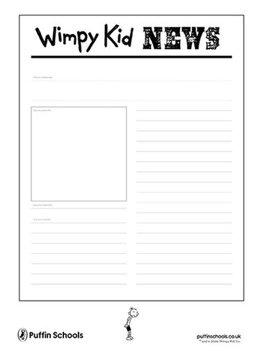 Wimpy Kid News Learning Worksheets Puffin