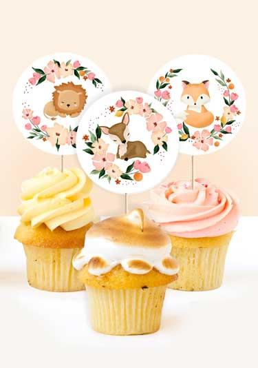 Baby animal cupcake toppers